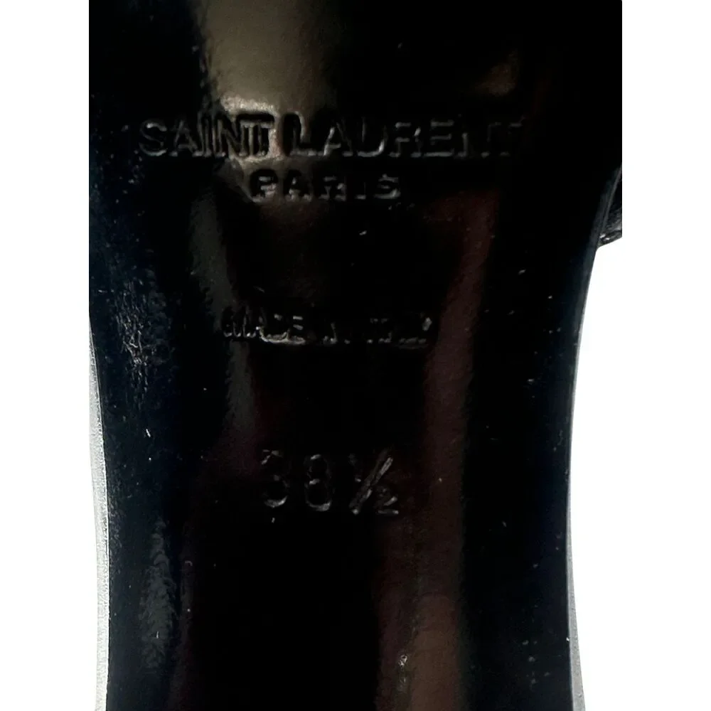 Saint Laurent Leather Pointed Toe Ankle Strap Pump Heels Black Women's Size 38.5